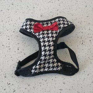 Dog Herringbone with Red Bow Soft Harness (Small)